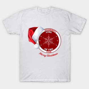 Christmas Clock with Hat T-Shirt